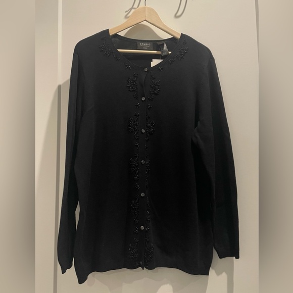 Liz Claiborne Black Beaded Cardigan - Picture 2 of 9